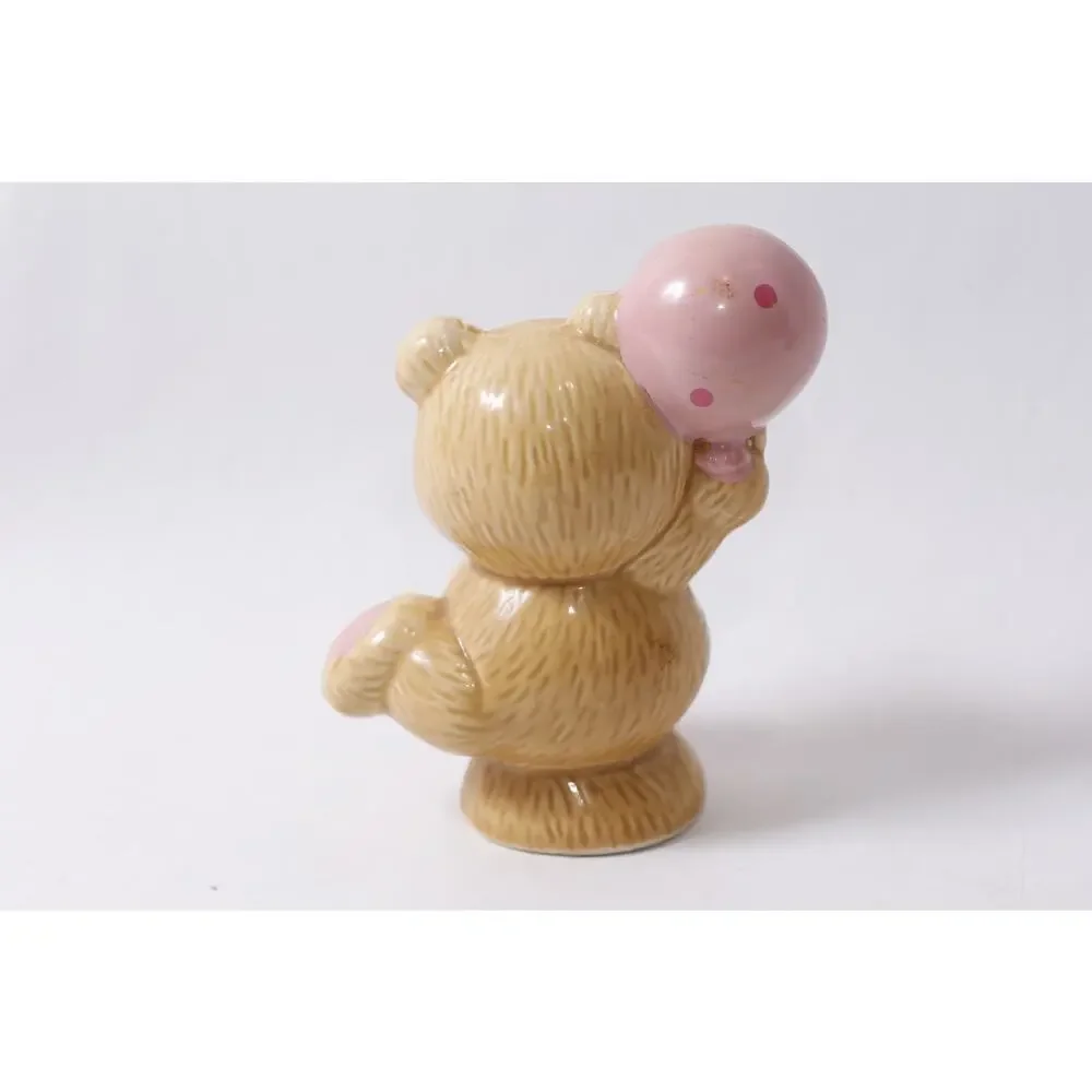 Shiah Yih Teddy Bear with Pink Balloon Ceramic Figurine Taiwan ~ 260702-WH 1207
